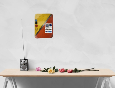 Preview: Magnettafel aus recycelten Ölfässern mit 5 bunten Magneten